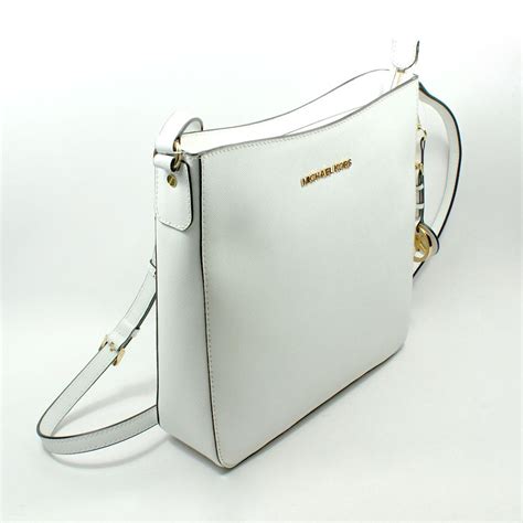 Michael Kors Weston Leather Small Crossbody Purse Bag Off White